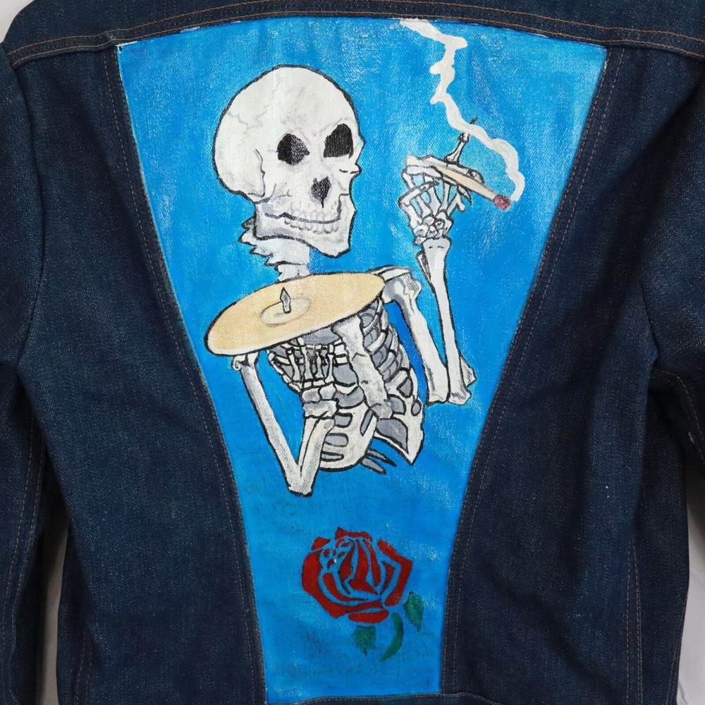 Vtg Wrangler Jean Jacket Mens 36 126MJ No-Fault Denim Grateful Dead Skull USA - Picture 3 of 9